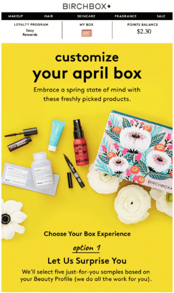 Birchbox email template.