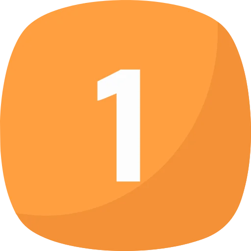 Orange rounded-square badge with a white number 1 in the center, likely representing Step 1 as an indicator.