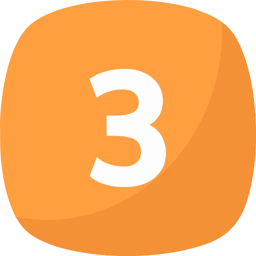 Orange rounded-square badge with a white number 3, likely indicating step 3 in a sequence