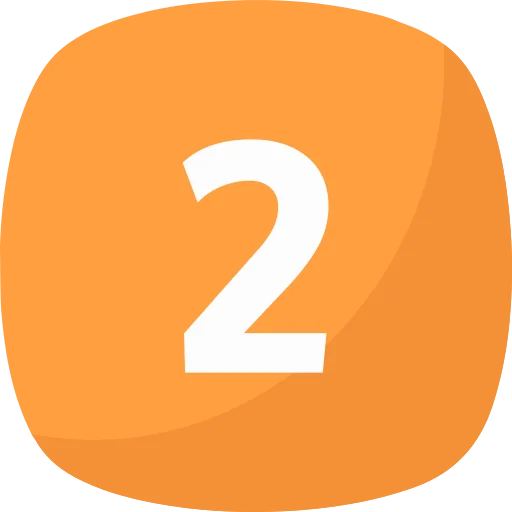 Orange rounded-square icon with a white numeral 2 centered in the middle